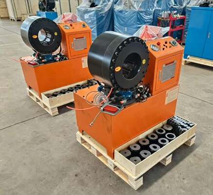 Dobra cena. 2-calowa hydrauliczna zaciskarka do węży DX68 w kolorze pomarańczowym z szybką wymianą narzędzi do formowania 6-51 mm 10 matryc, dokładność i wydajność 200 sztuk na godzinę w Internecie